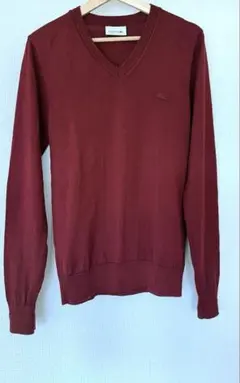 LACOSTE Vネック ニット ボルドー