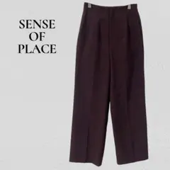 センスオブプレイス ハイウエスト ワイドパンツ タック　オフィス　ウエストゴム