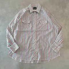 Wrangler ラングラー ストライプシャツ 古着 XL 赤 青 15186