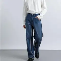 美品【HARE】 ワイドフレア　デニムパンツ 　ユニセックス　フリンジ