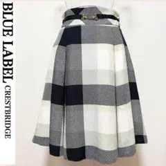 ブルーレーベル クレストブリッジ フレアスカート チェック柄 グリーン系 ひざ丈のサムネイル