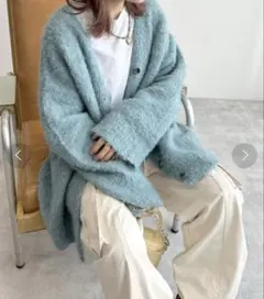 wcloset ブークレ起毛ロングカーディガン