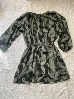 JEANASIS ダークグリーン ミニワンピース 七分袖