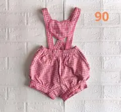 シャーリーテンプル　90　ショート　パンツ つり　ピンク　ハート　チェックのサムネイル