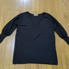 TORRAZZO DONNA 五分袖 Vネック 薄手 ニット ブラックのサムネイル