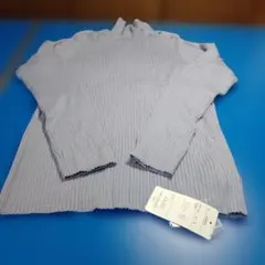 グレーリブ編み ハイネックセーター、レディースLサイズ