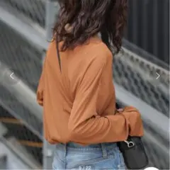 Ciaopanic TYPY サイドスリットシアートップス　茶色　ロンTシャツ