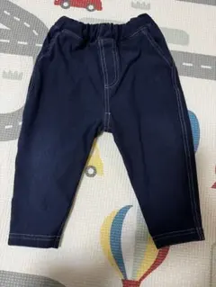 ネイビー デニム風パンツ 後ろポケット付き