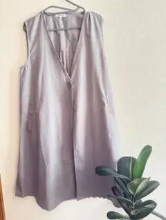hareiro Vネック ロングベスト ジレ グレー フリーサイズ