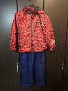FILA 子供用 赤 迷彩 防水ウェアセット グローブ付き