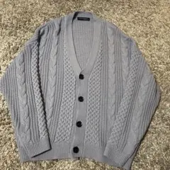 CONFIRM 紺色 ケーブル編み カーディガン M ニット　セーター