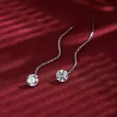 一粒石 チェーンピアス ロングピアス シルバーカラー