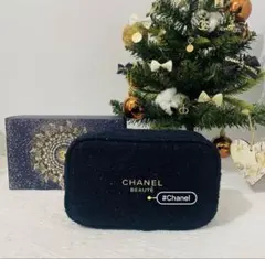 新品箱付きCHANEL BEAUTE ネイビー クリスマス限定ポーチ　ノベルティ