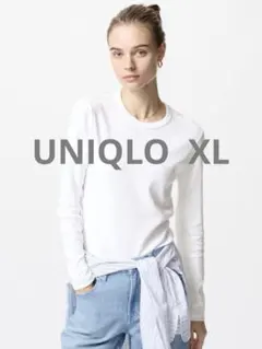 ★美品★ユニクロ　ソフトリブクルーネックT XL 白