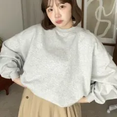 ★タグ付き新品★【OLUN】ロゴ刺繍スウェット グレー(M)