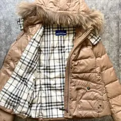 【美品】バーバリーブルーレーベル 3way メガチェック ファーダウンジャケット