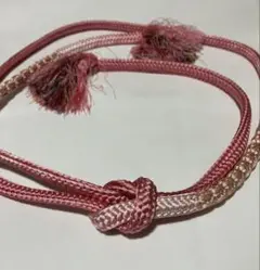 M*i様 ピンク系 編み込み帯締め 結び目付き