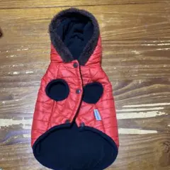 赤い犬用コート フード付き