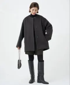 モヘアシャギーハーフコート　36 グレー