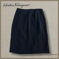 【フェラガモ】ウール混 スカート ブラック 40 イタリア製 【F533】のサムネイル
