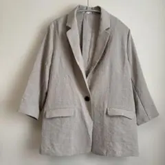 ベージュ リネン風 テーラードジャケット 7分丈 Sサイズ