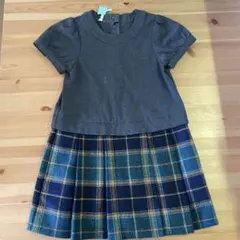 グレー 半袖ワンピース Mサイズ チェック柄