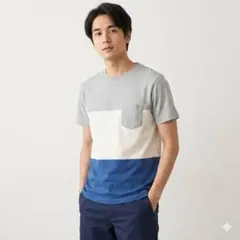 ワラワラスポーツ カラーブロック ポケT 半袖Tシャツ 綿100% S USA製のサムネイル