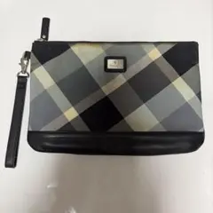 クラッチバッグ グレー/ブラック チェック柄