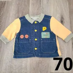 ​【美品】KP CUTESY デニムシャツジャケット 70 黄色×インディゴ