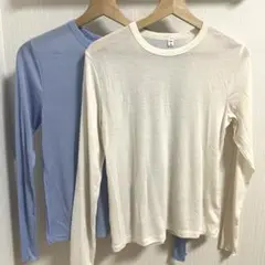 【GU】 ソフトシアークルーネックT 2枚セット　L