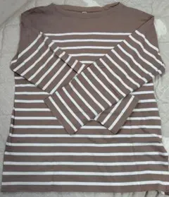 UNIQLO　茶色と白のストライプ 長袖Tシャツ Sサイズ