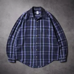 00s OLD NAVY チェックシャツ ライトネルシャツ ブラック×ブルー