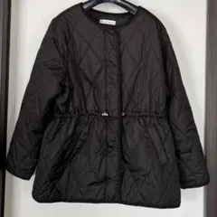 ブラック キルティングジャケット ウエスト絞り
