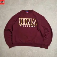 1524Champion IONAカレッジロゴ裏起毛スウェットバーガンディM古着のサムネイル