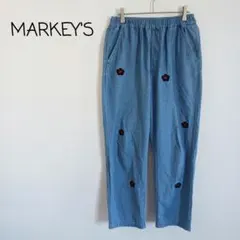 マーキーズ MARKEY'S お花いっぱいデニムパンツ ウエストゴム 綿100%
