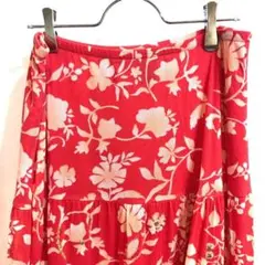 a135 ニューヨークカンパニー スカート M L オレンジ系 ビーズ 腰ゴム