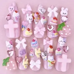 ネイルチップ ネイル 現品 平成女児 量産型 地雷 ピンク ゴテゴテ