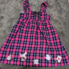 130サイズ ノースリーブワンピース ピンクチェック
