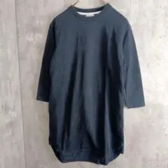 【ARCH＆LINE】日本製　ネイビーのワンピース　シンプル　7分袖