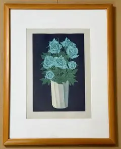 絵画　リトグラフ　真作　本間武男『青い花瓶Ⅱ』ED150/185 絵画 リトグラフ 真作 本間武男『青い花瓶Ⅱ』ED150/185 - メルカリ