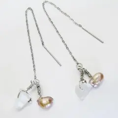 新品 cz 淡水パール アメリカンピアス ロング ナチュラル