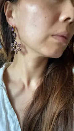 大ぶりアメジストピアス