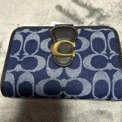 COACH 三つ折り財布 デニム レザー - メルカリ