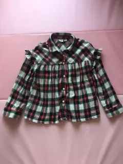 女の子ネルシャツ フリル ギャザー