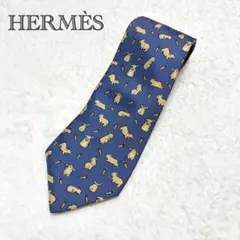 【エルメス HERMÈS】ネクタイ メンズ アニマル柄 シルク100％