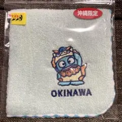 沖縄限定 ハンギョドン　シーサー　刺繍タオル　ハンカチ　ミントグリーン