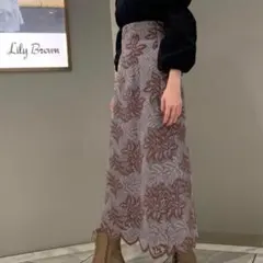 Lily Brown リリーブラウン バイカラーフラワーレーススカートのサムネイル