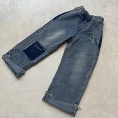 ライトブルー ダメージ加工 ロングパンツ　デニム　韓国子供服　海外子供服