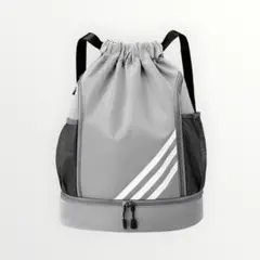 新品✨ ナップサック リュック 水泳 プールバッグ スポーツバッグ ジム グレーのサムネイル