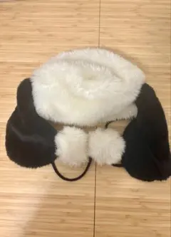 USJ スヌーピー　耳付きファーハット 白・黒